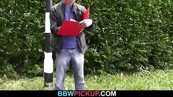 A Voluptuous Curly-Haired Woman Gets Picked Up And Penetrated