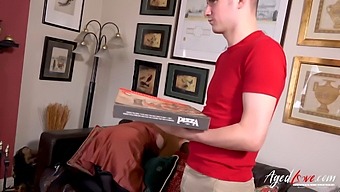 British Mature Redhead Gets Paid In Cash For A Pizza And Sex