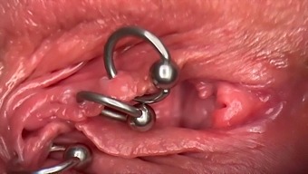 Intense Close-Up Of A Pierced Clitoris And Vagina, Leading To Self-Cunnilingus And Internal Ejaculation