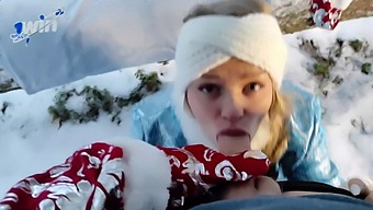 Pov Blowjob With A Stunning Blonde In A Winter Setting