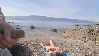 A Daring Man Exposes His Penis To A Nudist Mature Woman Who Proceeds To Perform Oral Sex On Him At The Beach