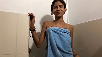 Young Sister Discovers My Solo Pleasure In Her Restroom And Eagerly Receives My Climax On Her Fresh-Faced Beauty
